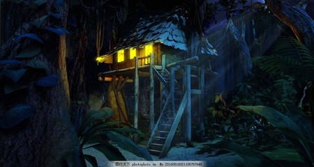 maya深林夜景