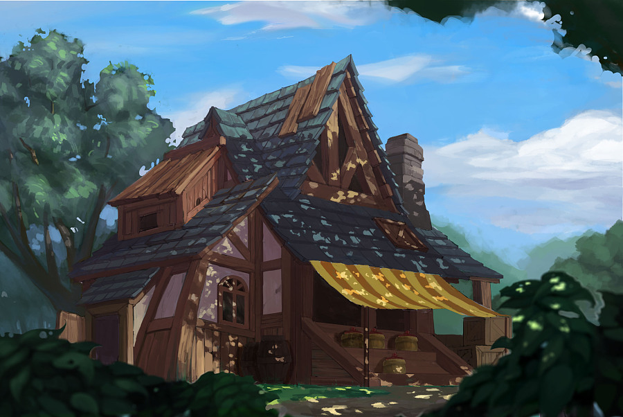 林中小屋|概念设定|插画|阿布浪多的飞行员 - 原创设计作品 