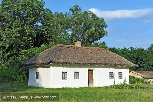 有一个稻草屋顶的古老小屋ancient hut with a straw roof photo