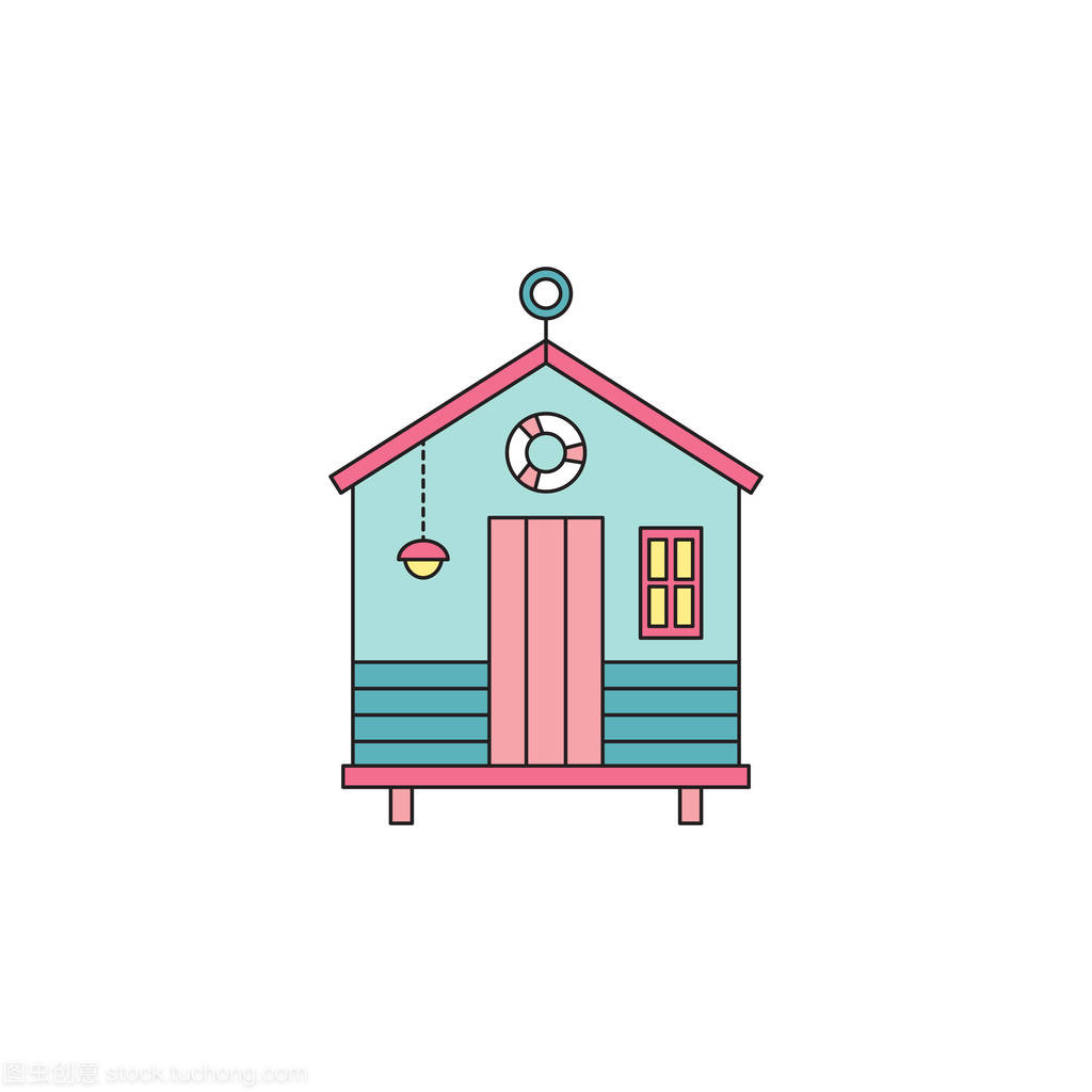 海滩小屋线图标
