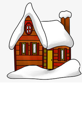 冬季雪花积雪小屋